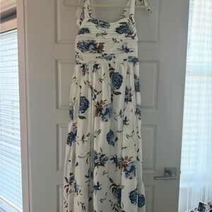 Abercrombie Floral Maxi Dress with Blue and Brown Accents